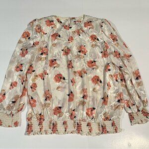 Jessica Howard Cream Smocked Blouse with Relaxed Fit